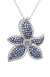 Suzy Levian Silver 0.02 Ct. Tw. Diamond & Gemstone Pendant In Blue