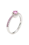 SUZY LEVIAN SUZY LEVIAN STERLING SILVER PINK & WHITE SAPPHIRE RING
