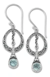 SAMUEL B. BLUE TOPAZ DROP EARRINGS