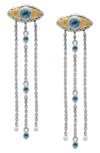 Samuel B. Blue Topaz Evil Eye Tassel Drop Earrings In Blue