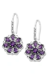 Samuel B. Sterling Silver Semiprecious Stone Flower Drop Earrings In Purple