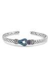 SAMUEL B. STERLING SILVER & 18K GOLD BLUE TOPAZ & AMETHYST CUFF BRACELET