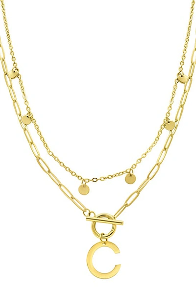 ADORNIA ADORNIA INITIAL PENDANT LAYERED CHAIN NECKLACE