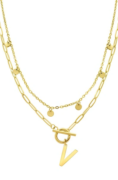 ADORNIA ADORNIA INITIAL PENDANT LAYERED CHAIN NECKLACE
