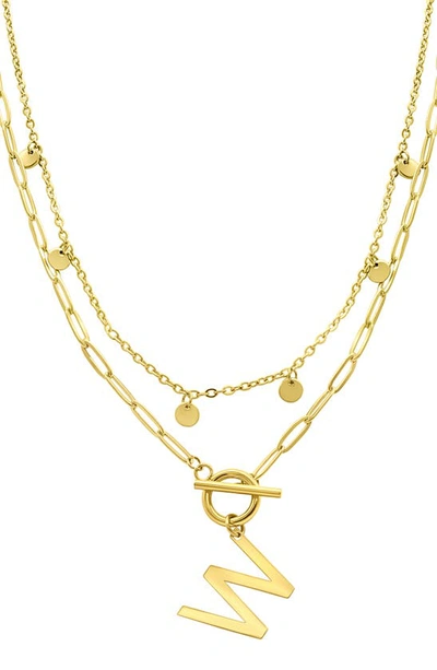 ADORNIA ADORNIA INITIAL PENDANT LAYERED CHAIN NECKLACE