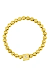 Adornia Crystal Initial Stretch Bracelet In Gold-a