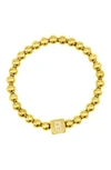 Adornia Crystal Initial Stretch Bracelet In Gold-b