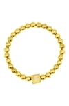 Adornia Crystal Initial Stretch Bracelet In Gold-f