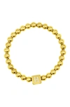Adornia Crystal Initial Stretch Bracelet In Gold-h