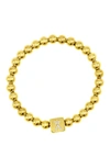 Adornia Crystal Initial Stretch Bracelet In Gold-x