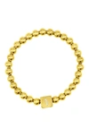 Adornia Crystal Initial Stretch Bracelet In Gold-i