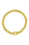Adornia Crystal Initial Stretch Bracelet In Gold-z