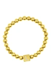 Adornia Crystal Initial Stretch Bracelet In Gold-l