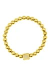 Adornia Crystal Initial Stretch Bracelet In Gold-m