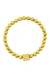 Adornia Crystal Initial Stretch Bracelet In Gold-n