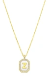 ADORNIA CRYSTAL MOTHER OF PEARL INITIAL PENDANT NECKLACE