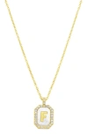 Adornia Crystal Mother Of Pearl Initial Pendant Necklace In Gold-f