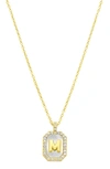 Adornia Crystal Mother Of Pearl Initial Pendant Necklace In Gold-m