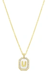 Adornia Crystal Mother Of Pearl Initial Pendant Necklace In Gold-u