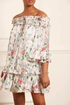 NEEDLE & THREAD NEEDLE & THREAD FLORAL FANTASY CHIFFON OFF-SHOULDER MICRO MINI DRESS