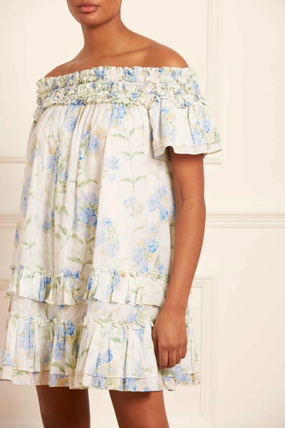 Needle & Thread Summer Posy Cotton Off-shoulder Micro Mini Dress In Multi
