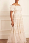 Needle & Thread Midsummer Lace Off-shoulder Gown In Champagne
