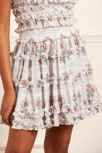 Needle & Thread Tiled Blooms Chiffon Smocked Micro Mini Skirt In Multi