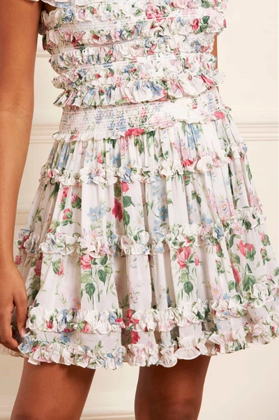 Needle & Thread Floral Fantasy Chiffon Smocked Micro Mini Skirt In Multi