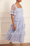 Needle & Thread Peaches Smocked Ankle Gown In Blue