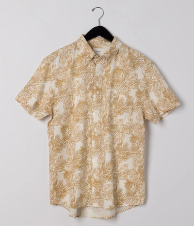 Billy Reid Short Sleeve Textural Pine Treme Block Shirt In Yellow