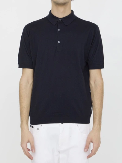 John Smedley Adrian Sea Island Cotton Polo Shirt In Blue