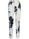 Alexander Mcqueen Women Viscose Trouser With Floral Print In Blue