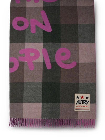 Autry Multicolored Wool Blend Blanket In Pink