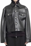 Balenciaga Black Cropped Jacket With Silver-tone Branded Buttons In Super Smooth Leather Woman In Black