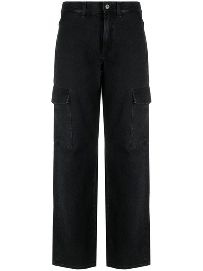 7 For All Mankind Scout Cargo Wide-leg Jeans In Black