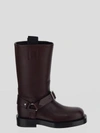 Burberry Saddle Boots In Aubergine