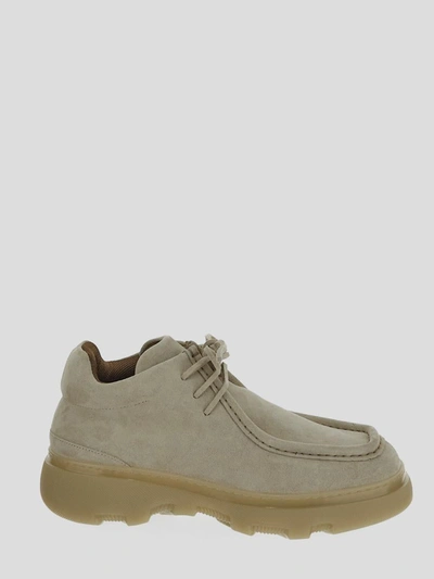 Burberry Suede Creeper Mid Shoes In Cream
