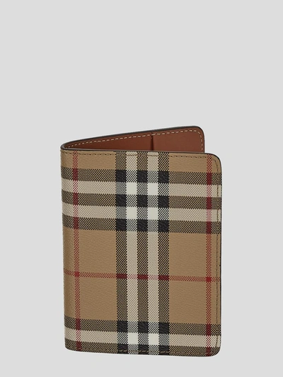 Burberry Check Passport Holder In Beige