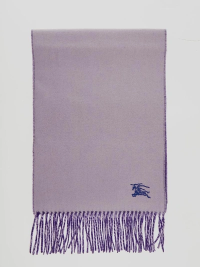 Burberry Embroidered Knight Solid Cashmere Scarf In Haze Royal