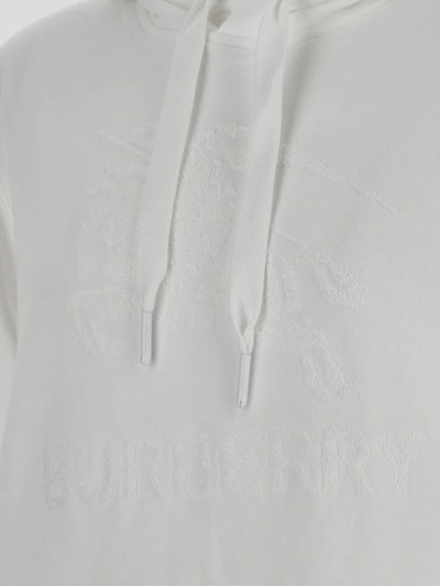 Burberry Hooded Cotton Sweatshirt In Terry Fabric In White