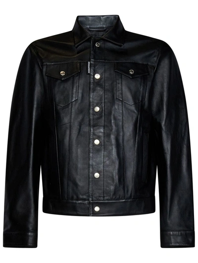 Dsquared2 Dan Leather Jacket In Black