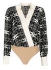 Elisabetta Franchi Wrap V-neck Geometric Long Sleeve Shirt In Black