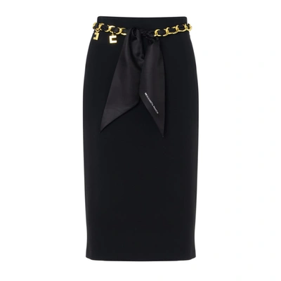 Elisabetta Franchi Pencil Skirt With Belt In Black