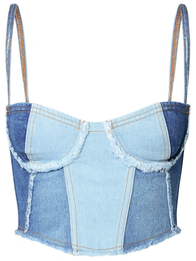 Chiara Ferragni Patchwork Jeans Top In Blue