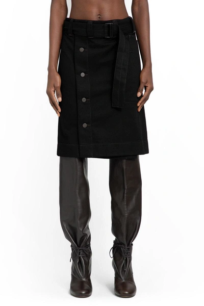 Lemaire Belted Apron Midi Skirt In Black
