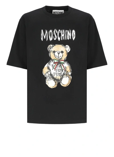 Moschino T-shirt With Teddy Bear Print In Black