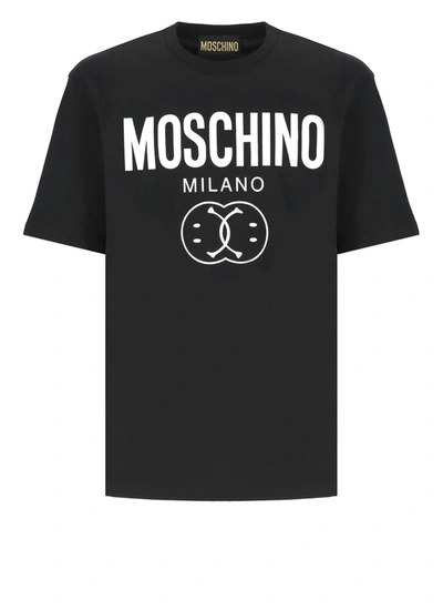Moschino Double Smile Logo印花t恤 In Black