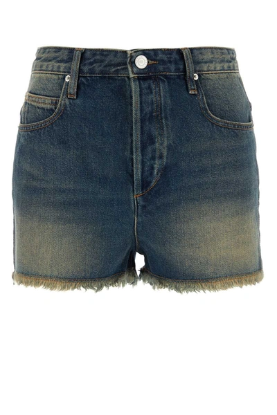 Isabel Marant Washed-out Effect Shorts In Denim In Blue