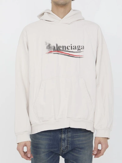 Balenciaga Political Stencil Medium Fit Hoodie In Beige