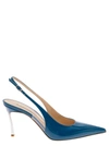 CASADEI LIGHT BLUE SLINGBACK PUMPS WITH BLADE HEEL IN PATENT LEATHER WOMAN